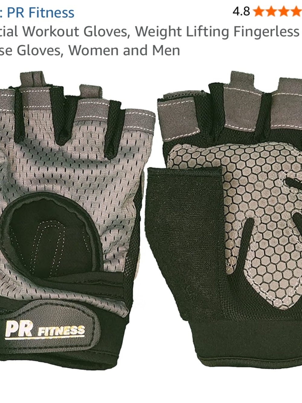 💕PR Fitness Fingerless Workout Gloves size L